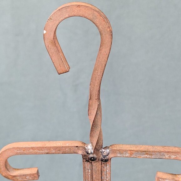 Vintage Wrought Iron Mug Holder  Metal Coffee Cup Stand Rustic 16" x 8" Holds 4 - Picture 5 of 16